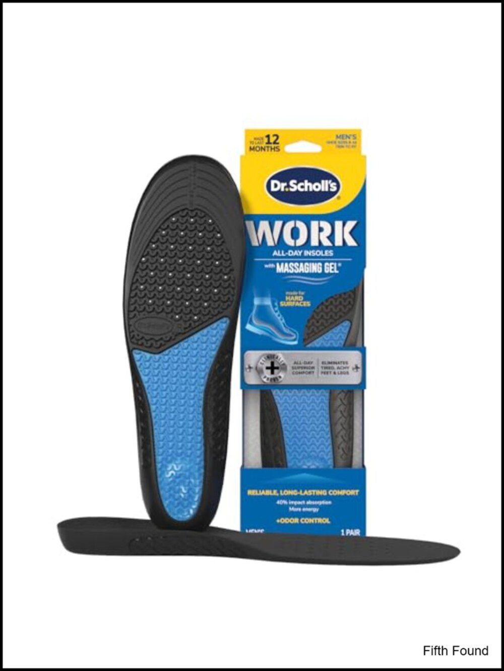 All-Day Work Insoles Massaging Gel Arch Support Trim to Fit Men